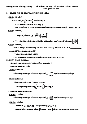 Đề kiểm tra học kỳ I - Môn Toán khối 12 - Trường THPT Đỗ Công Tường
